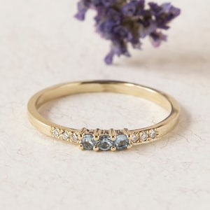 Blue Topaz and Diamond ring | Gold ring | Promise ring | 14K Gold ring | engagement ring | gift for her | Something blue