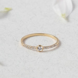 Simple diamond ring, diamond ring, dainty diamond ring, minimalist ring, stacking ring, solitaire ring, diamond band, diamond rings 0.22ctw