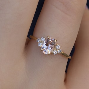 Morganite ring, Morganite and Diamond ring, engagement ring, unique ring, unique engagement, Morganite engagement ring image 1