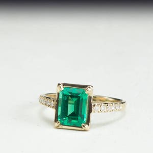 emerald ring, emerald solitaire, may birthstone ring, emerald gold ring, emerald engagement, green gemstone, vintage ring, anniversary ring image 2