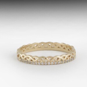 Dainty Celtic diamond ring, diamond band, diamond wedding band, stacking ring, bridal set, anniversary ring, Graduation Gift,diamond band image 2