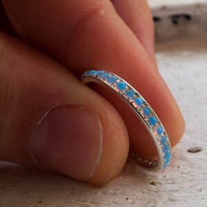 White Gold Opal Eternity Ring