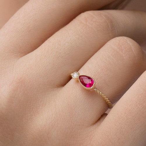 Open Ring Pink Ruby Adjustable Stacking Ring Red - Etsy