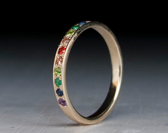 Half Eternity Gold ring - Sapphire - Citrine - Peridot - Emerald - Sapphire - Amethyst - Garnet - Ruby