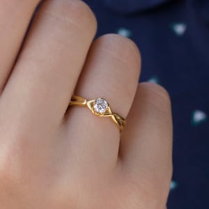 Dainty diamond ring, Engagement ring, Diamond Solitaire ring, bridal ring, delicate ring, solitaire engagement, image 1