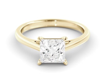 Princess Cut Lab Diamond Ring: 2 Carat 14K Gold Solitaire