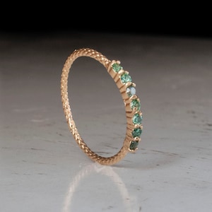 Gold Emerald Ring - Half eternity ring