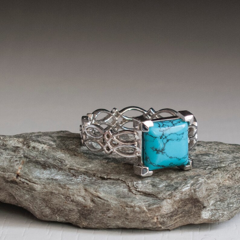 Eternity Ring Turquoise Sterling Silver Celtic Ring