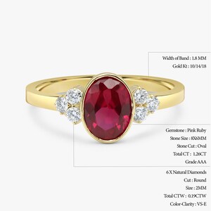 Ruby ring Rose Gold, Natural Ruby ring, July birthstone image 4