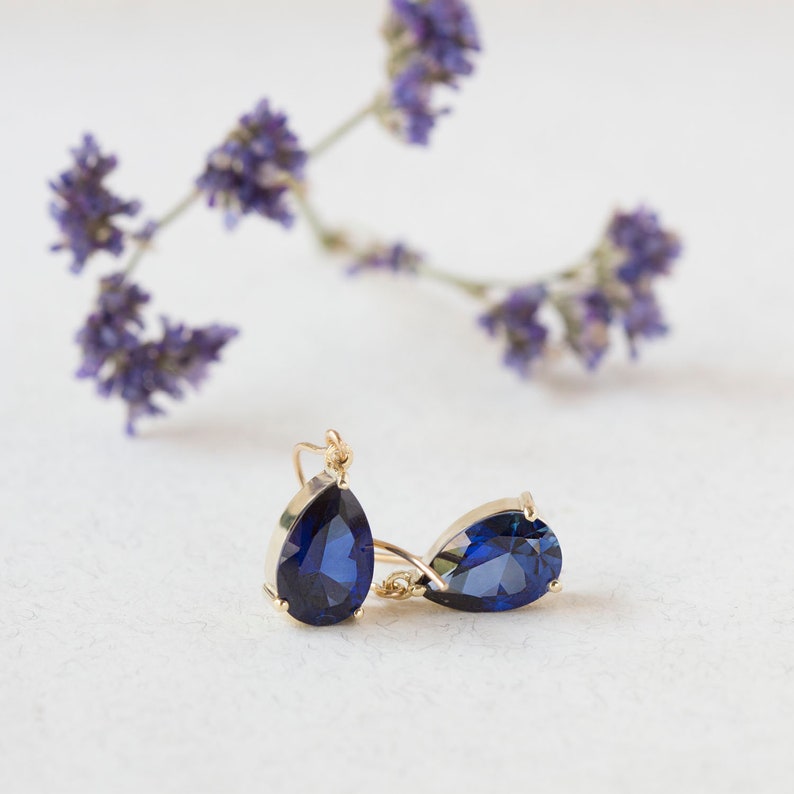 Sapphire earrings, Sapphire jewelry, Blue Sapphire, genuine Sapphire , Blue earrings, bridesmaid earrings, earrings, dangle earrings image 1