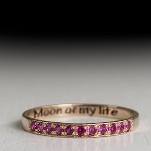Gold Ruby half Eternity ring -   game of thrones- moon of my life - daenerys - dothraki- my sun and stars- John snow - stacking band - Pink