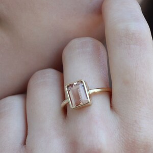 Morganite ring / pink morganite ring / engagement ring / Bezel set / Promise ring / Best friend ring / 14K Gold ring image 6