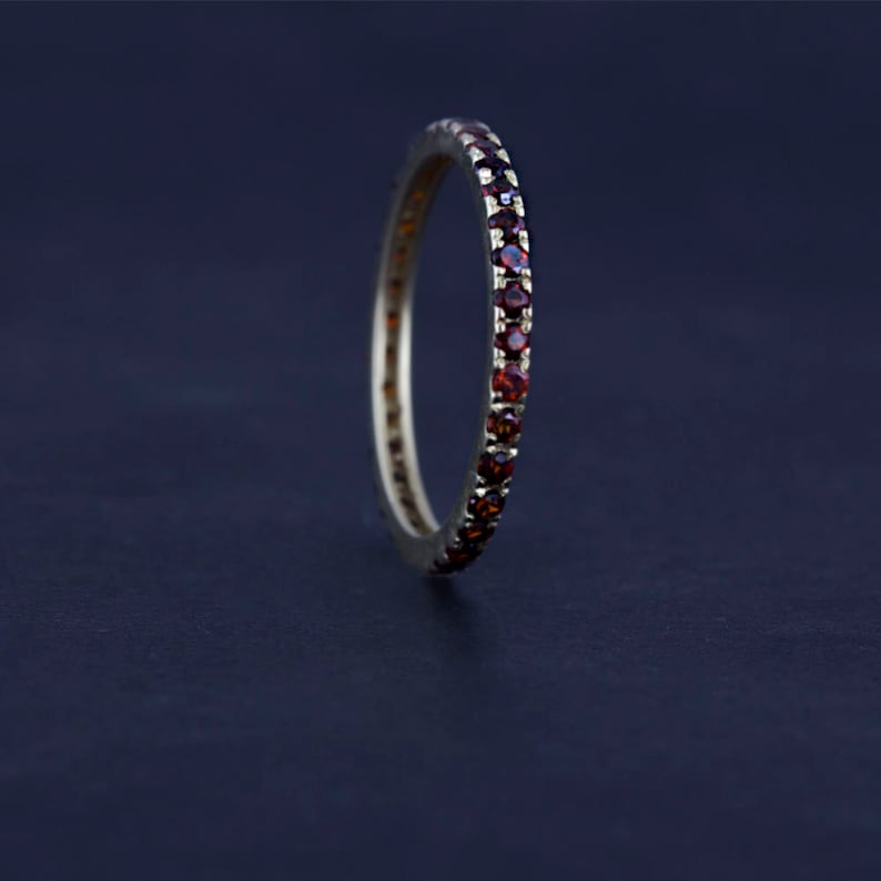 sale Stack-able ring Size 6 12 and 7 12-9K yellow gold Garnet eternity ring eternity ring