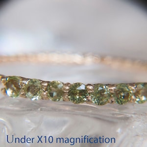 Half eternity ring Gold peridot ring 7 stone ring Gold Peridot ring Peridot ring Pale green stone image 2