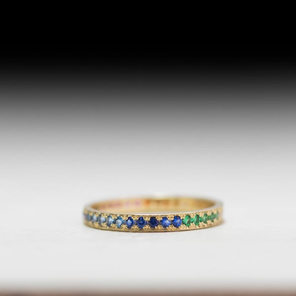 Eternity ring - Rainbow ring - Emerald ring - Ruby ring - Sapphire - Blue topaz