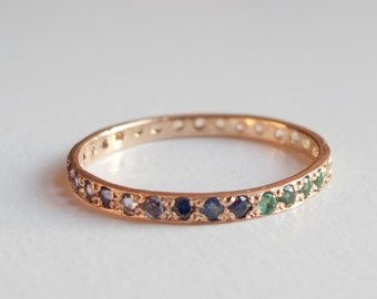 Eternity ring Sapphire - Emerald - Amethyst - Blue Topaz - Citrine - Ruby - Garnet - Gold ring