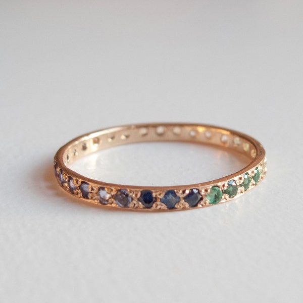 Eternity ring Sapphire - Emerald - Amethyst - Blue Topaz - Citrine - Ruby - Garnet - Gold ring