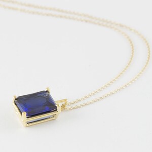 Sapphire necklace, blue sapphire, gold necklace, necklace, necklaces for women, sapphire jewelry, September birthstone, sapphire pendant image 3