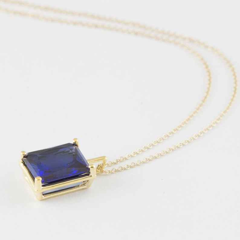 Sapphire necklace, blue sapphire, gold necklace, necklace, necklaces for women, sapphire jewelry, September birthstone, sapphire pendant 画像 3