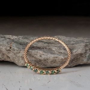 Gold Emerald Ring Half eternity ring image 2