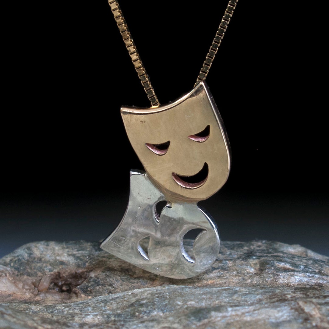Charlie and Co Jewelry Gold Comedy & Tragedy Mask Pendant