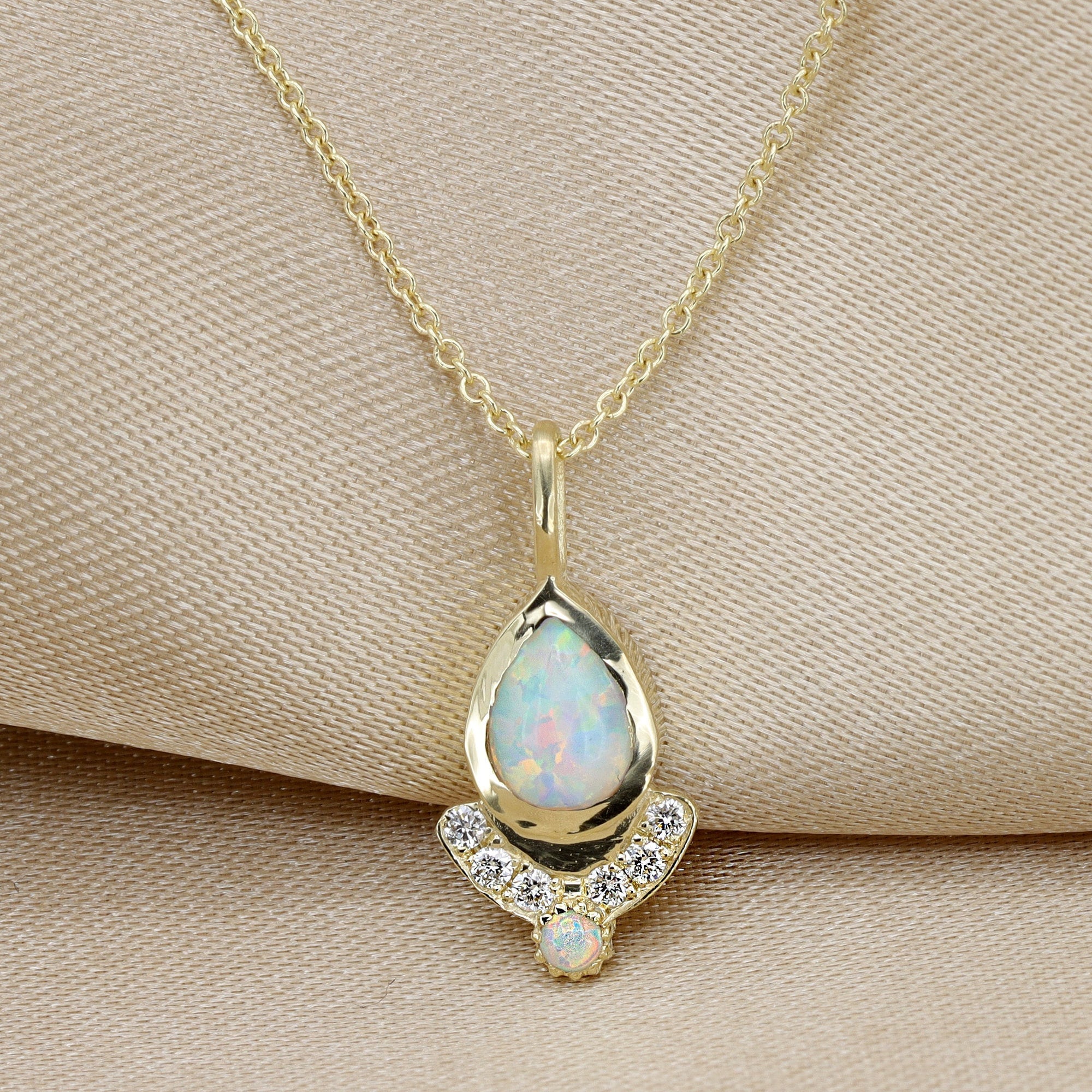 Australian White Opal Necklace Dainty 
