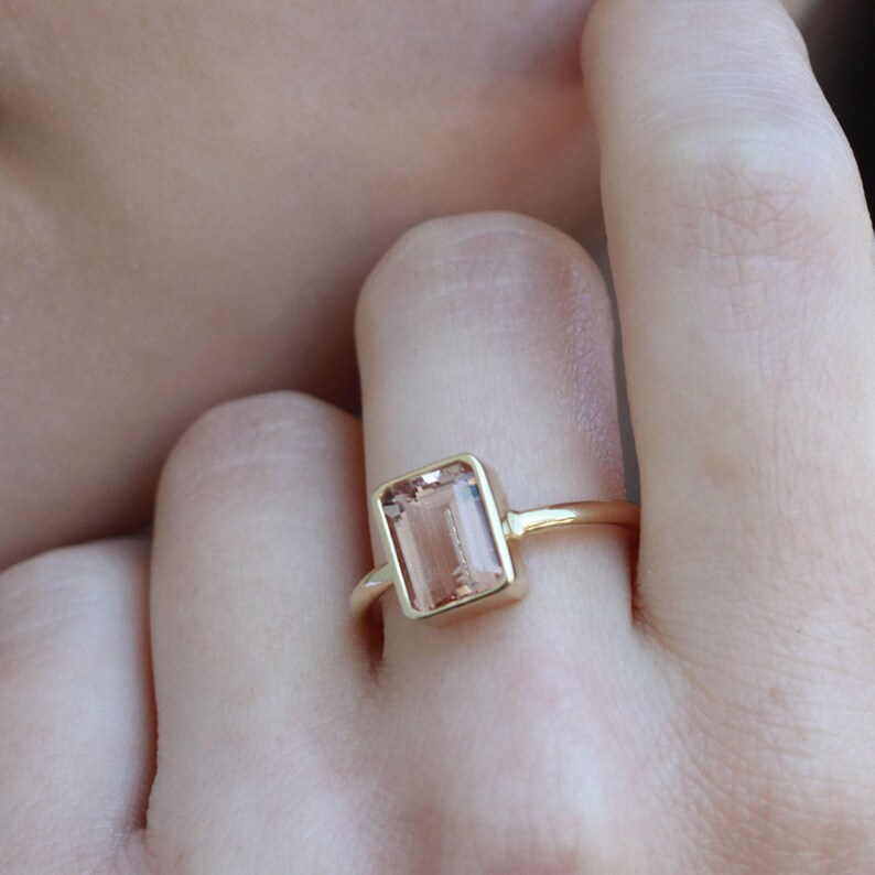 Rosa Morganit Ring / rosa Morganit Ring / Verlobungsring / Verlobungsring / Verlobungsring / Beste Freundin Ring / 14K Gold Ring Bild 5