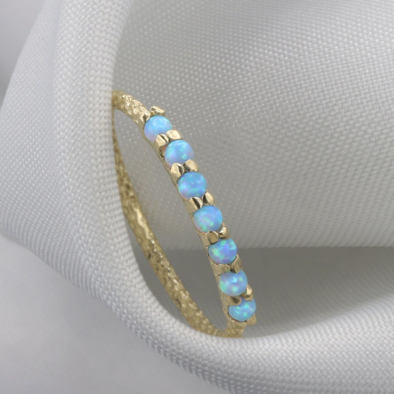 Half eternity ring Opal ring blue stone ring image 2