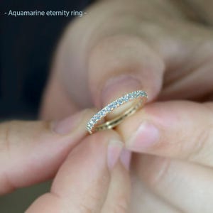 Aquamarijn eeuwigheidsring, maart Birthstone, aquamarijn, sieraden natuurlijke aquamarijn aquamarijn sieraden goud aquamarijn Blauwe edelsteen