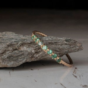 Gold Emerald Ring Half eternity ring image 3