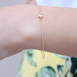 Dainty Diamond bracelet, single diamond bracelet, dainty gold bracelet, everyday bracelet, diamond bracelet, minimalist bracelet image 5