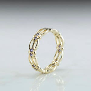 Amethyst Celtic Eternity Ring Amethyst Ring purple gemstone Gold Ring pattern victorian gothic image 4
