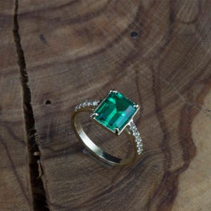 Emerald Diamond Ring - Etsy