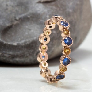 Gorgous Gold alternating Sapphire and Citrine ring