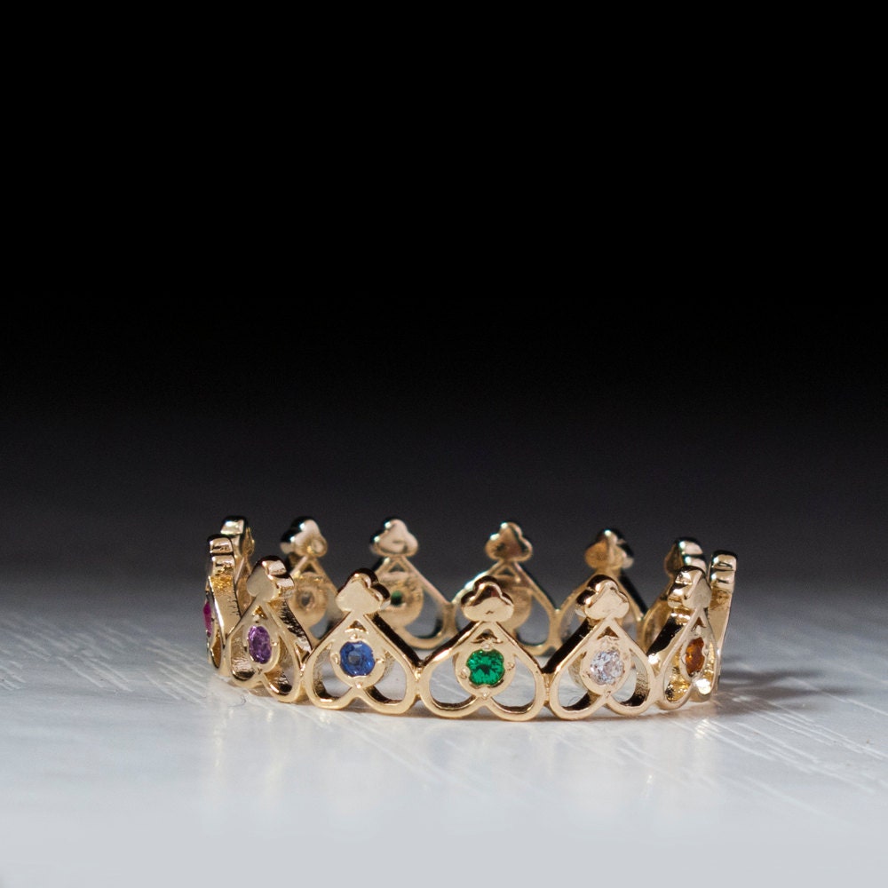 Gold crown ring Queen crown ring Tiara ring Princess Etsy