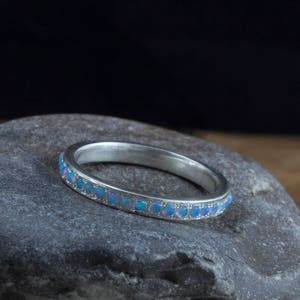 Blue opal eternity ring