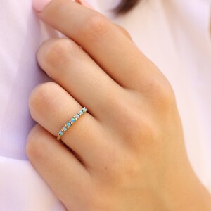 Half eternity ring Opal ring blue stone ring image 5