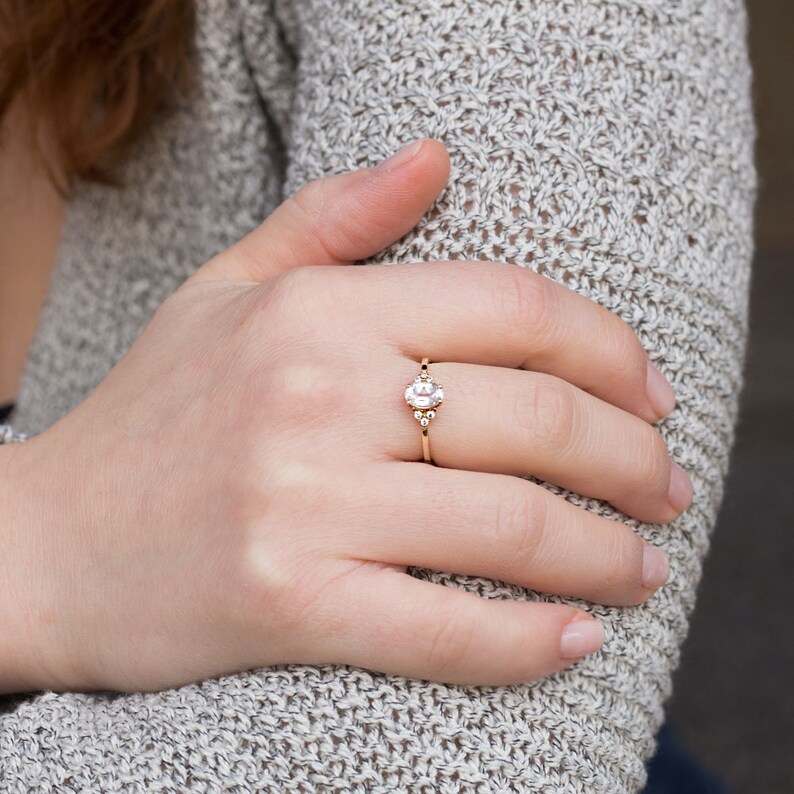White sapphire ring engagement ring White sapphire and Diamond ring unique ring unique engagement White sapphire engagement ring