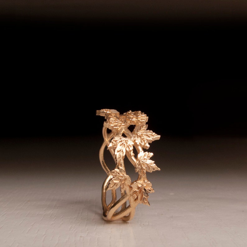 Gold Leaf Ring vine ring maple leaf ring oak leaf ring nature ring branch ring twig ring gold ring tree ring image 5