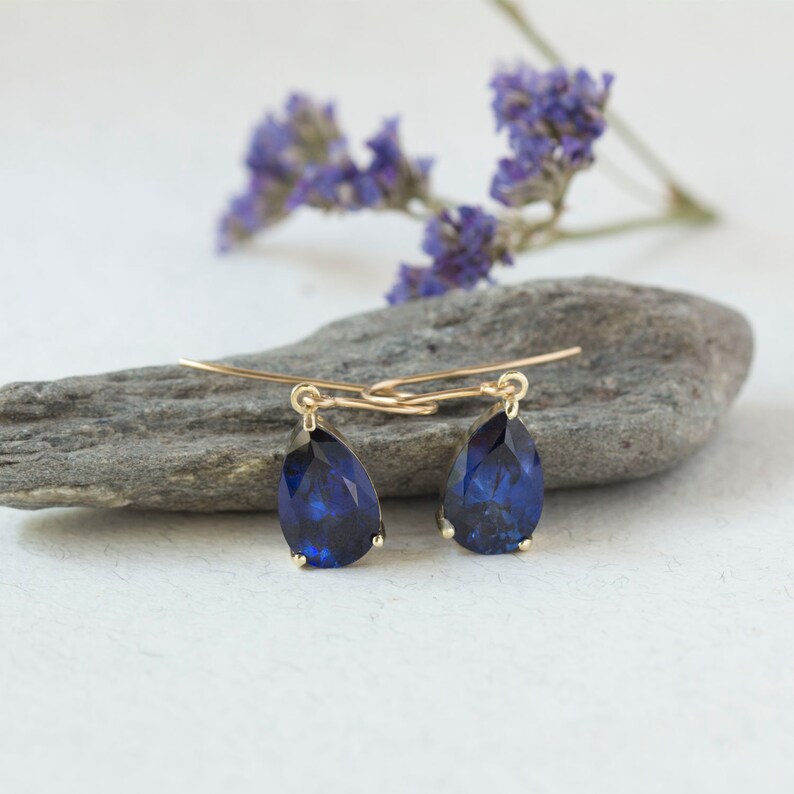 Sapphire earrings, Sapphire jewelry, Blue Sapphire, genuine Sapphire , Blue earrings, bridesmaid earrings, earrings, dangle earrings image 2