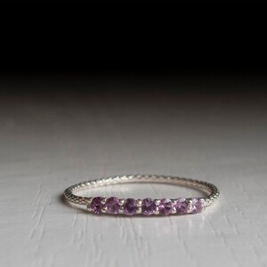 Alexandrite ring Half eternity stacking ring purple stone ring image 2