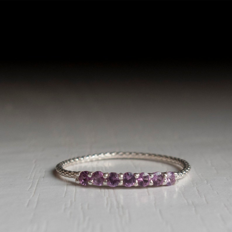 Alexandrite ring Half eternity stacking ring purple stone ring image 2