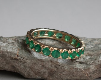 Emerald Gold ring - 14 Karat Gold - Natural Grade AAA Emeralds 2.35ctw minimum