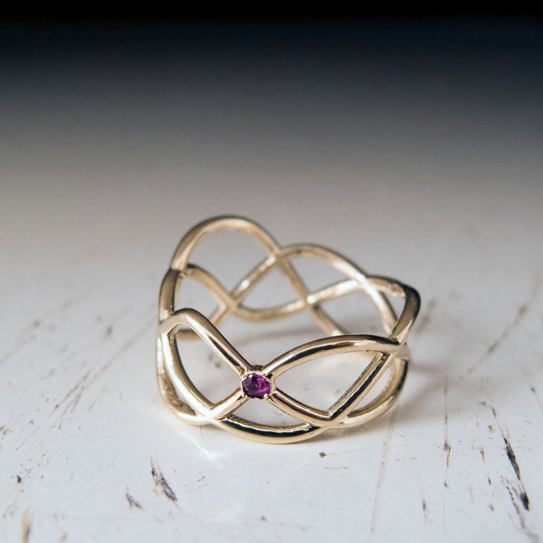 Gold Infinity Ring with Ruby image 2