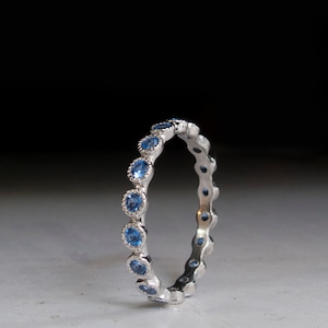 Silver Blue Topaz Ring - Eternity ring - Light Blue stone - Something blue - bridesmaid gift - anniversary ring - Sterling