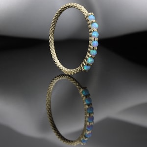 Half eternity ring Opal ring blue stone ring image 3