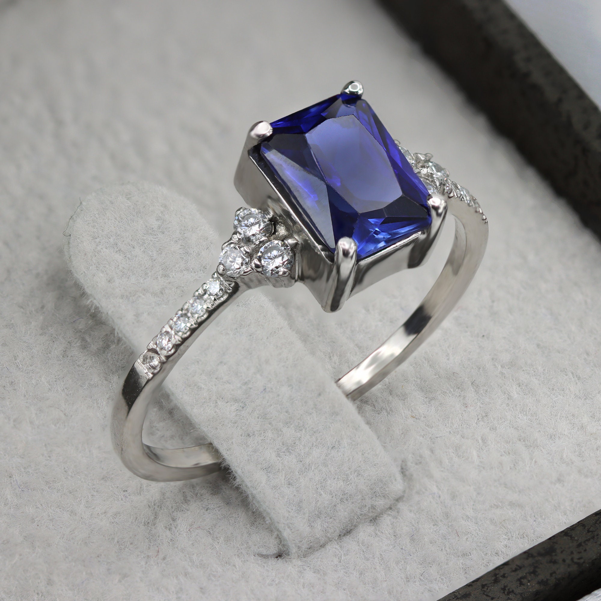 Sapphire Diamond Ring Sapphire Ring Diamond Ring Engagement - Etsy