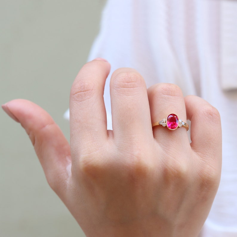 Ruby ring Rose Gold, Natural Ruby ring, July birthstone image 3