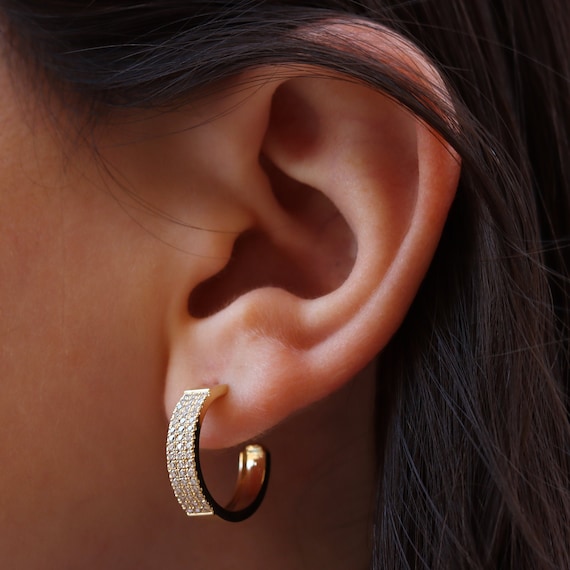 Diamond Open Hoop Earring Pave Open Hoop Diamond Earring