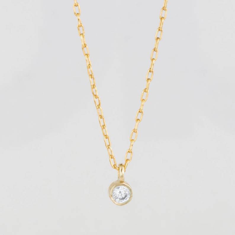 Solitaire Diamond Necklace, Diamond Necklace, Floating Diamond, Solitaire Necklace, Gold Diamond Necklace, Diamond Bezel Necklace image 1